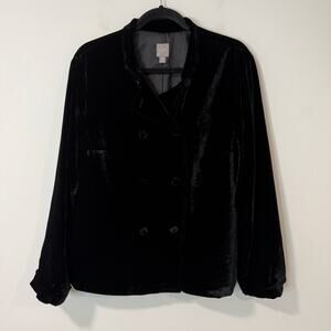 J.Jill Women's Velvet Blazer Jacket Lined Black 1X Plus